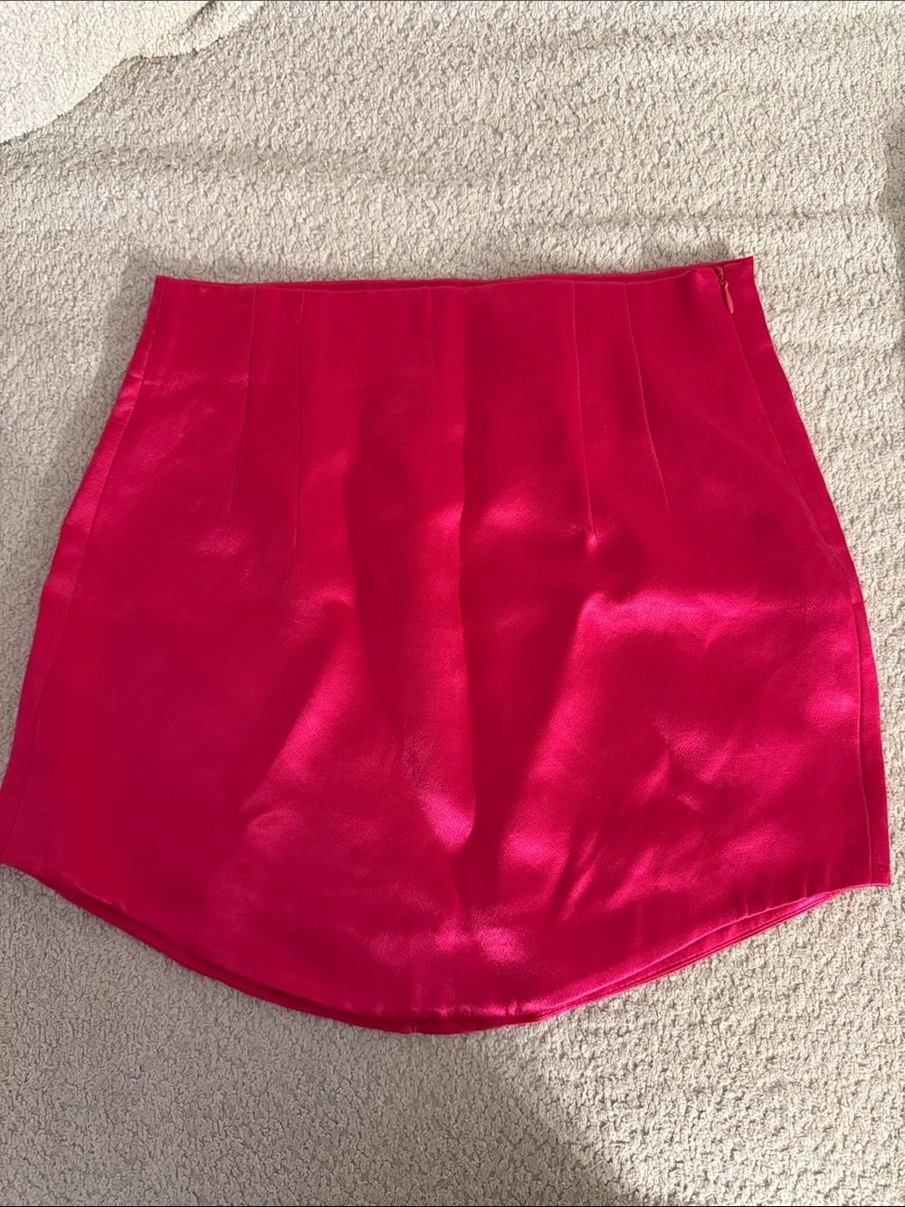 Zara High Waist Women's Hot Pink Satin Mini Skirt - SMALL
